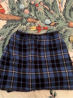 RALPH LAUREN BLUE MINI SKIRT WOOL PLAID